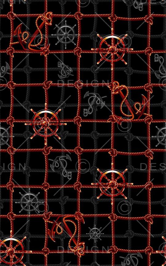 手绘 时尚 几何 格子 航海 绳索印花华亿平台图片