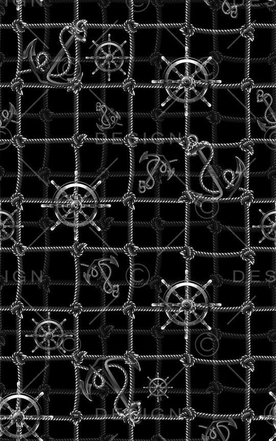 手绘 时尚 几何 格子 航海 绳索印花华亿平台图片