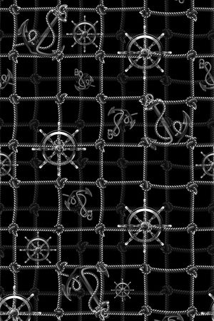 手绘 时尚 几何 格子 航海 绳索印花华亿平台图片