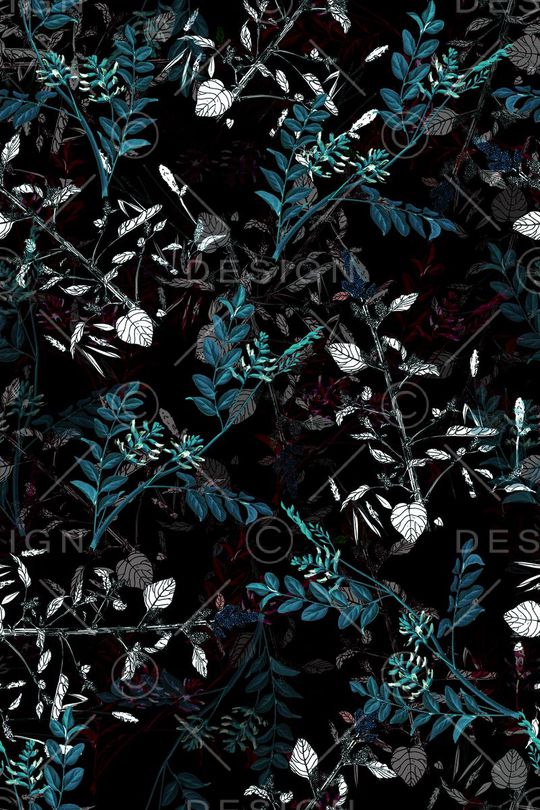 手绘 时尚 田园 花草 树枝印花华亿平台图片