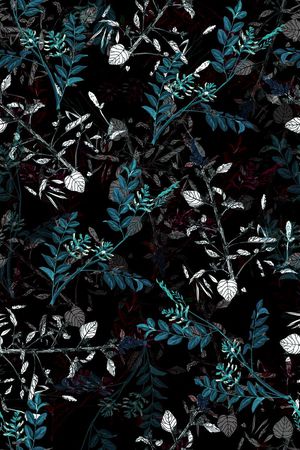 手绘 时尚 田园 花草 树枝印花华亿平台图片