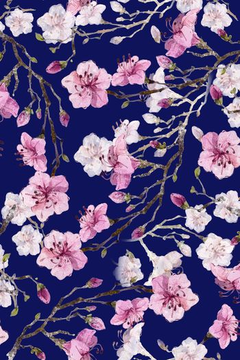 542152-蓝底 梅花 花卉素雅华亿平台