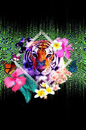 时尚老虎头定位华亿平台印花华亿平台图片