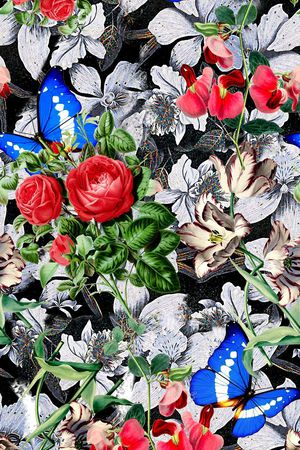 手绘花卉印花华亿平台图片