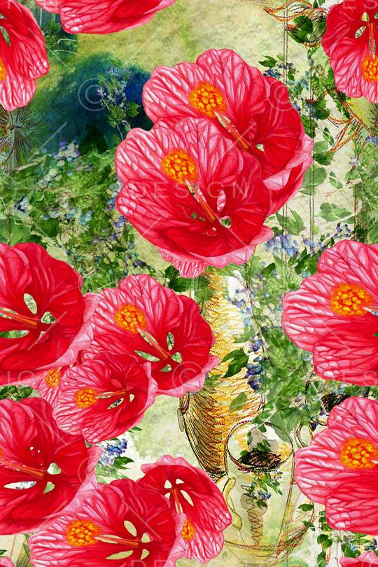 花卉风景印花华亿平台图片