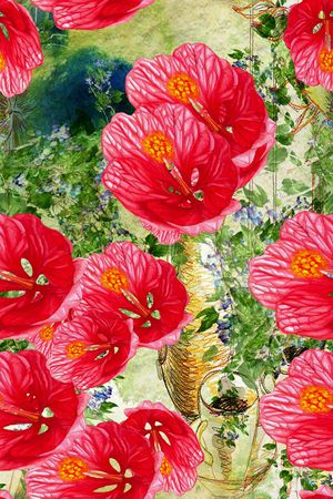 花卉风景印花华亿平台图片