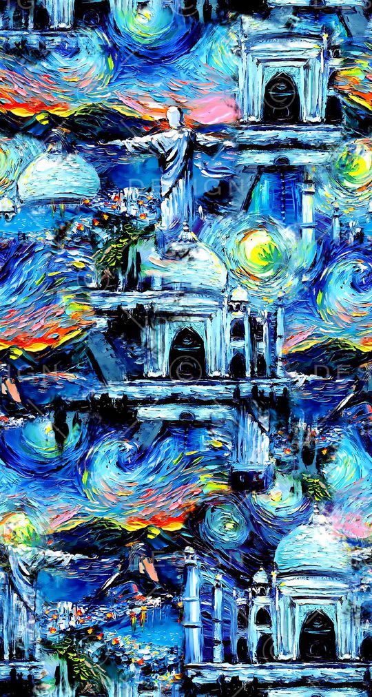 风景景观印花华亿平台图片