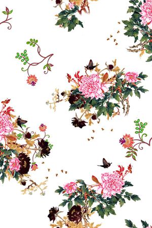 素雅牡丹花印花华亿平台图片