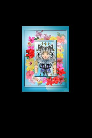 流行时尚 潮流 女孩 鸟 五角星 兽头 相框 定位 T恤 服装印花华亿平台图片