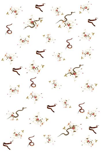 542563-动物蛇插花印花