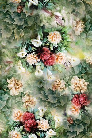 牡丹花印花华亿平台图片