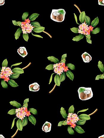 543148-抽象椰子树花果男装衬衫图案