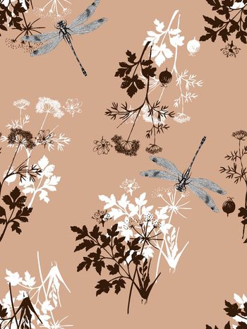 543172-时尚小树枝旺蜻蜓男装衬衫图案