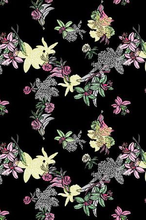 大花 波点 圆点 线描 手绘 叠加印花华亿平台图片