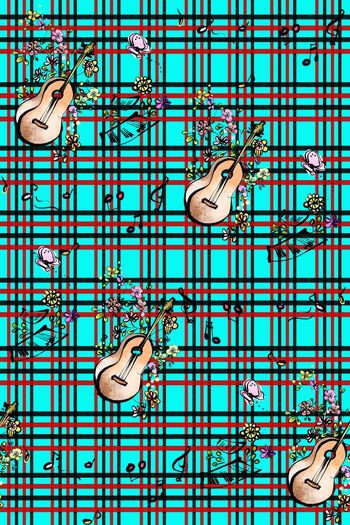 543267-流行时尚 潮流 卡通 格子 花卉吉