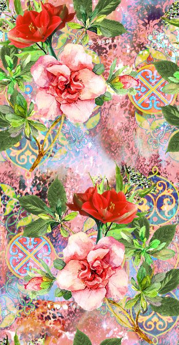 543311-流行时尚田园风手绘抽象梦幻几何花卉