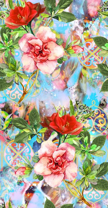 543312-流行时尚田园风手绘抽象梦幻几何花卉