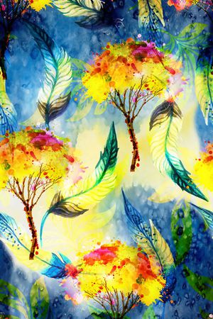 抽象水彩印花华亿平台图片