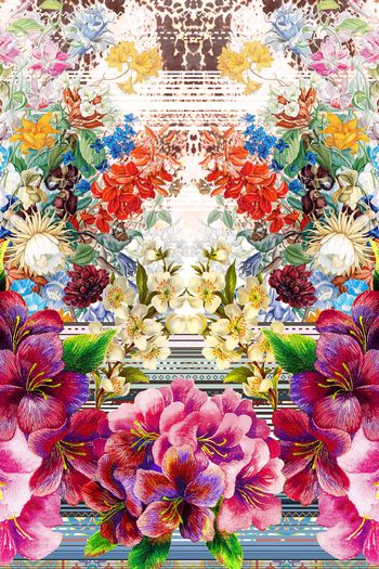 543496-欧美流行时尚手绘复古油画刺绣花卉横