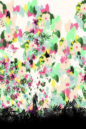 抽象花卉印花华亿平台图片