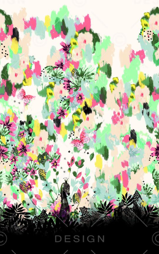 抽象花卉印花华亿平台图片