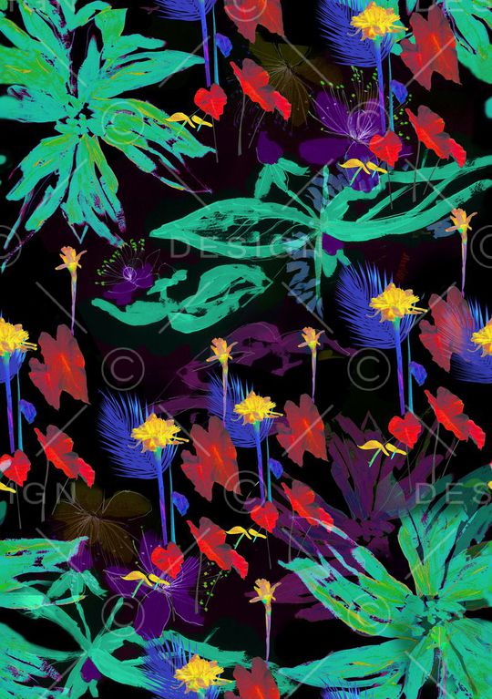 热带  女装 森林 植物 花卉印花华亿平台图片