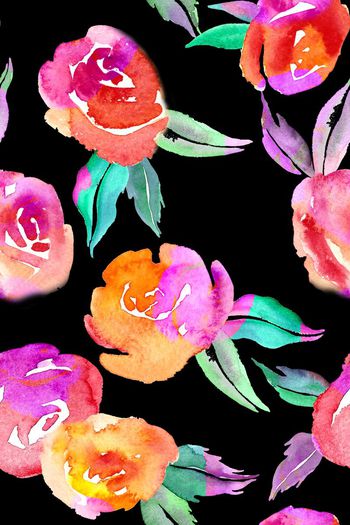 543854-写意水彩渐变荧光花卉女装华亿平台