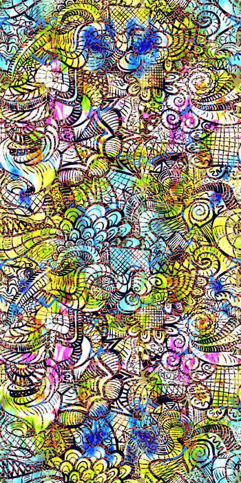 543956-抽象 彩色 几何 线条手绘 古典花