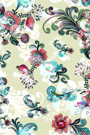 彩色花纹花卉印花华亿平台图片
