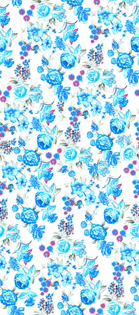 蓝色大花印花华亿平台图片