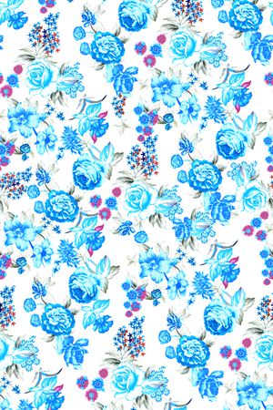 蓝色大花印花华亿平台图片