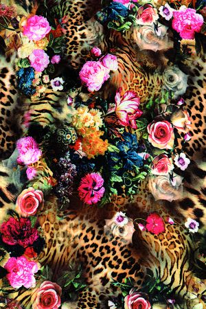 豹纹花卉印花华亿平台图片