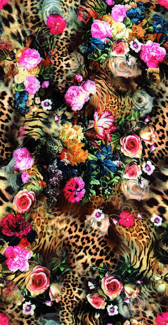 豹纹花卉印花华亿平台图片