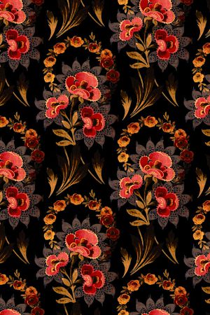 怀旧花卉印花华亿平台图片