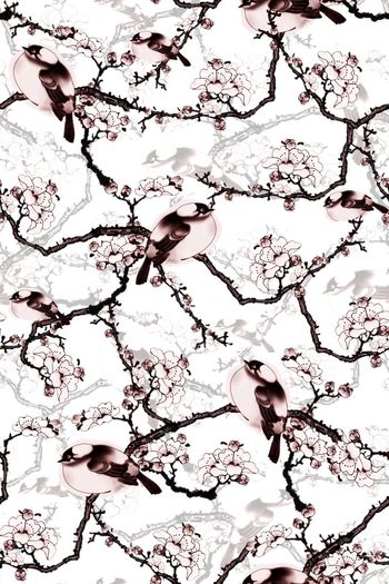 544208-手绘时尚中国风水彩水墨花鸟《YM4