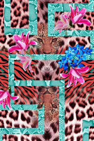 时尚潮牌豹头定位华亿平台印花华亿平台图片