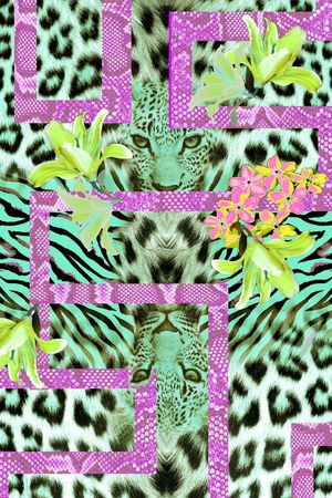 时尚潮牌豹头定位华亿平台印花华亿平台图片