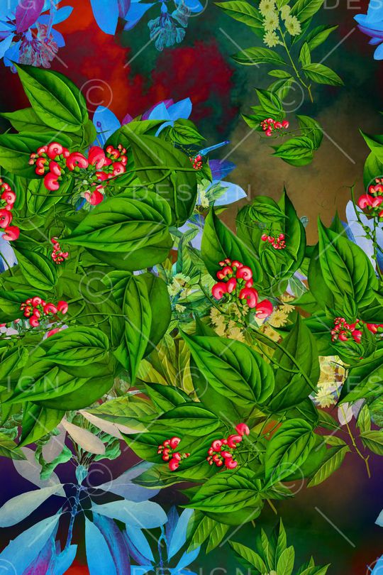 花卉风景印花华亿平台图片