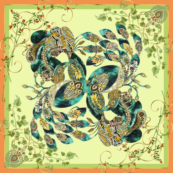 544651-创意唯美孔雀 手绘 线条 金属包边