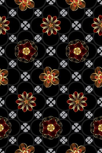 544977-欧式金色小花组合