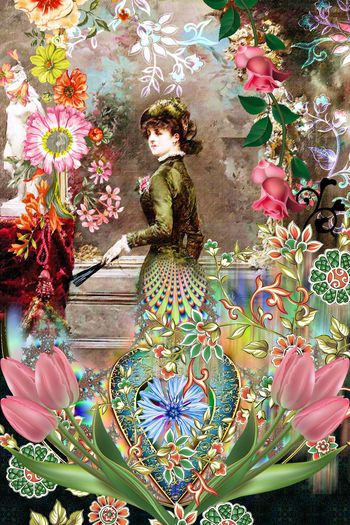 544997-手绘贵妇油画花卉定位印花