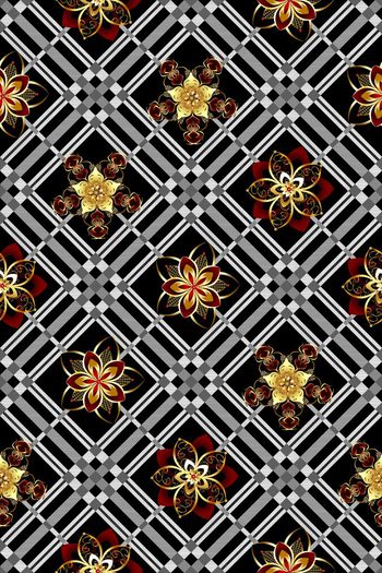 545001-欧式金色小花格子组合