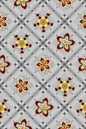 545002-欧式金色小花格子组合