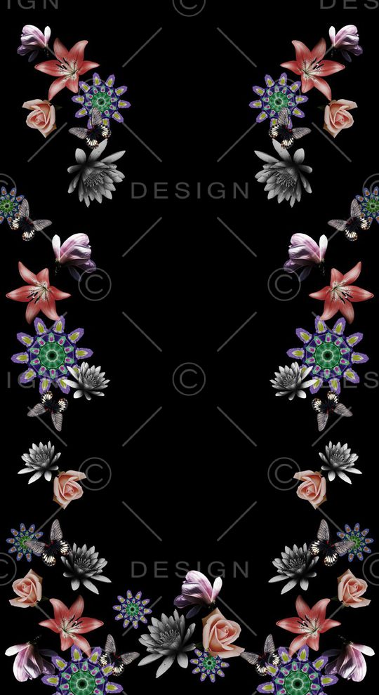 花卉组合定位印花华亿平台图片