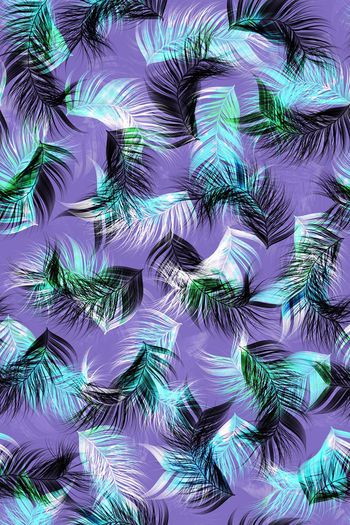 545025-手绘鸟类羽毛梦幻春夏男装女装衬衫花