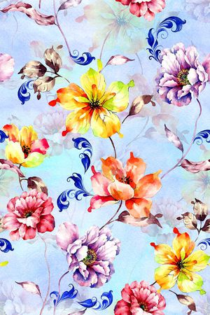 卷草花印花华亿平台图片