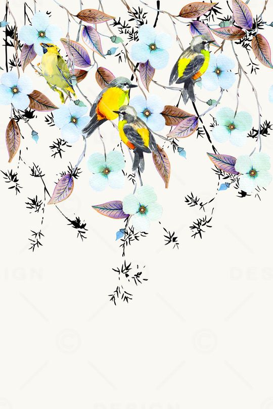 定位女装水墨麻雀树枝复古华亿平台印花华亿平台图片