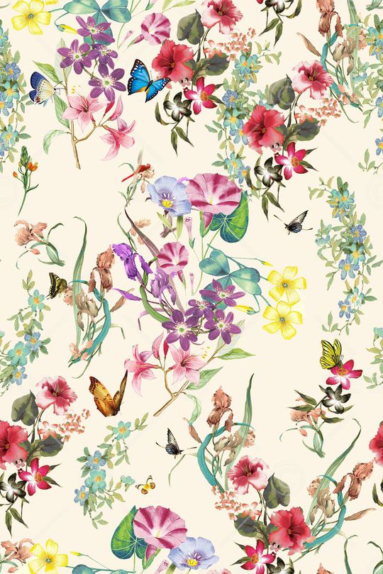 花卉组合印花华亿平台图片