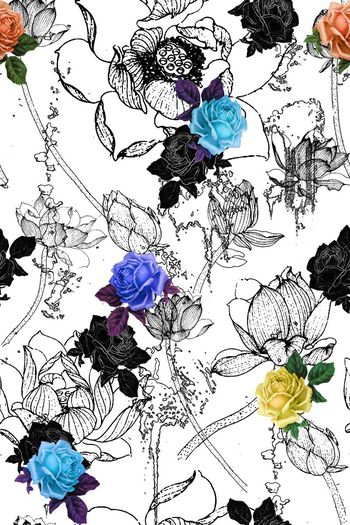 545714-淡雅清新文艺荷花玫瑰水滴水纹共舞女