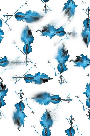 545783-手绘小提琴融化时尚面料